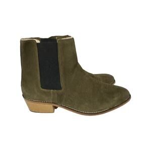 Matt‎ Bernson Olive Green Suede Leather Chelsea Booties Size 10